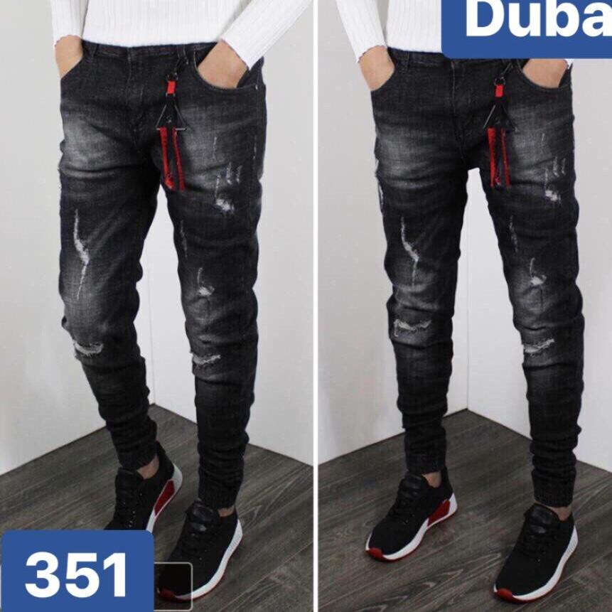QUẦN JOGGER JEAN NAM CHẤT BÒ ĐEN XÁM WASH TÚM GỐI KIỂU ĐỘC HOT TREND 2022 1HITSHOP BD-351 CAO CẤP - DUBAI FASHION
