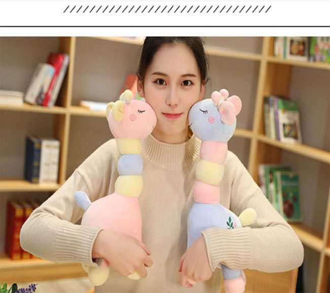 Gấu bông hươu hồng, hươu nhồi bông, thú nhồi bông hình con hươu cổ ba ngấn, gối ôm hươu