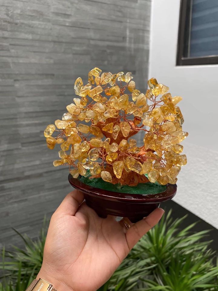 Cây Tài Lộc phong thủy đá thạch anh vàng - Cao 20 cm