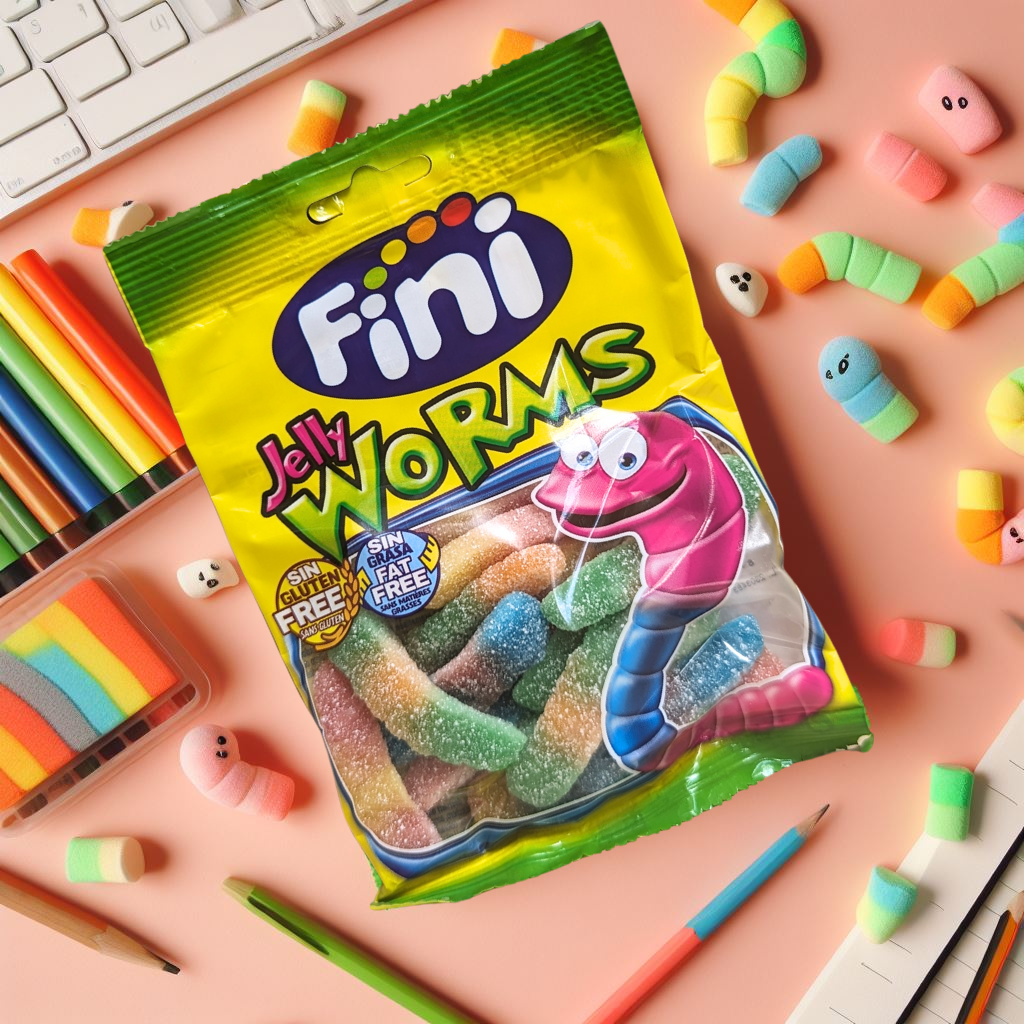 Kẹo dẻo Fini Jelly Worms Sâu Chua Vị Trái Cây 90g