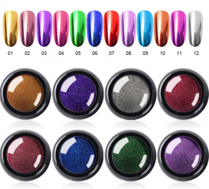 Set bột tráng gương nhũ 12 màu