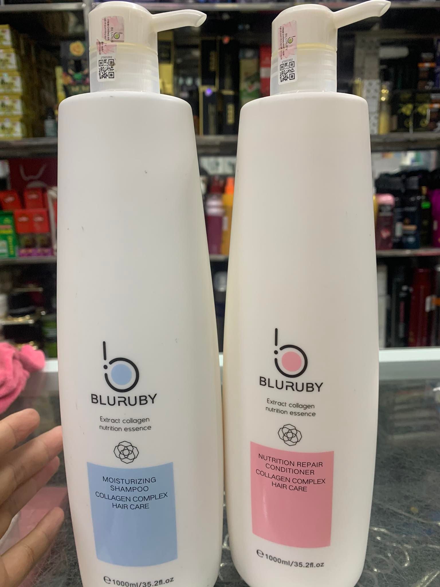 Cặp dầu gội xả huyết thanh dưỡng tóc bluruby 1000ml x2