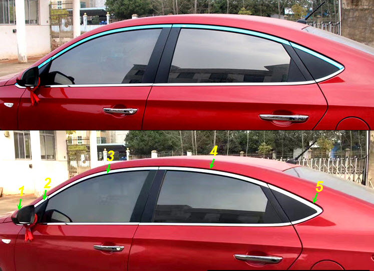 Nẹp viền inox cong trên kính Hyundai Accent 2018-2022