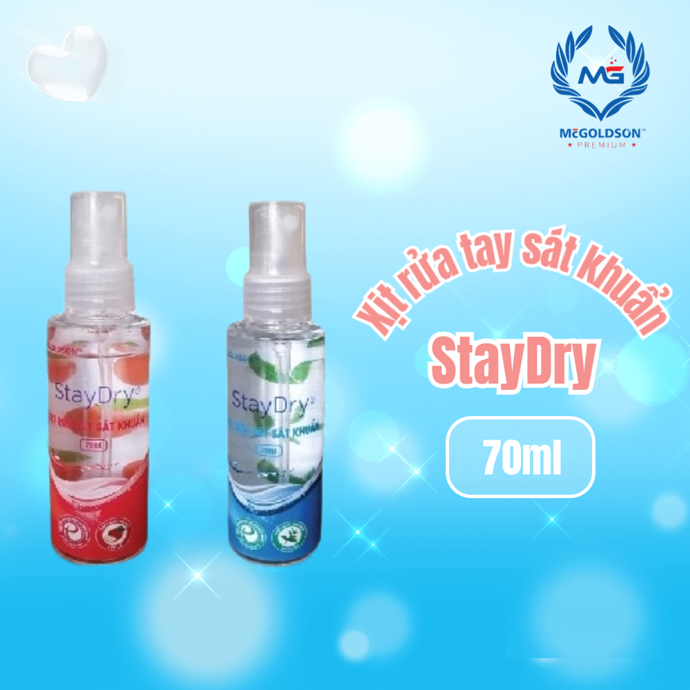 [ Combo 2 chai ] Xịt rửa tay sát khuẩn StayDry 70ml