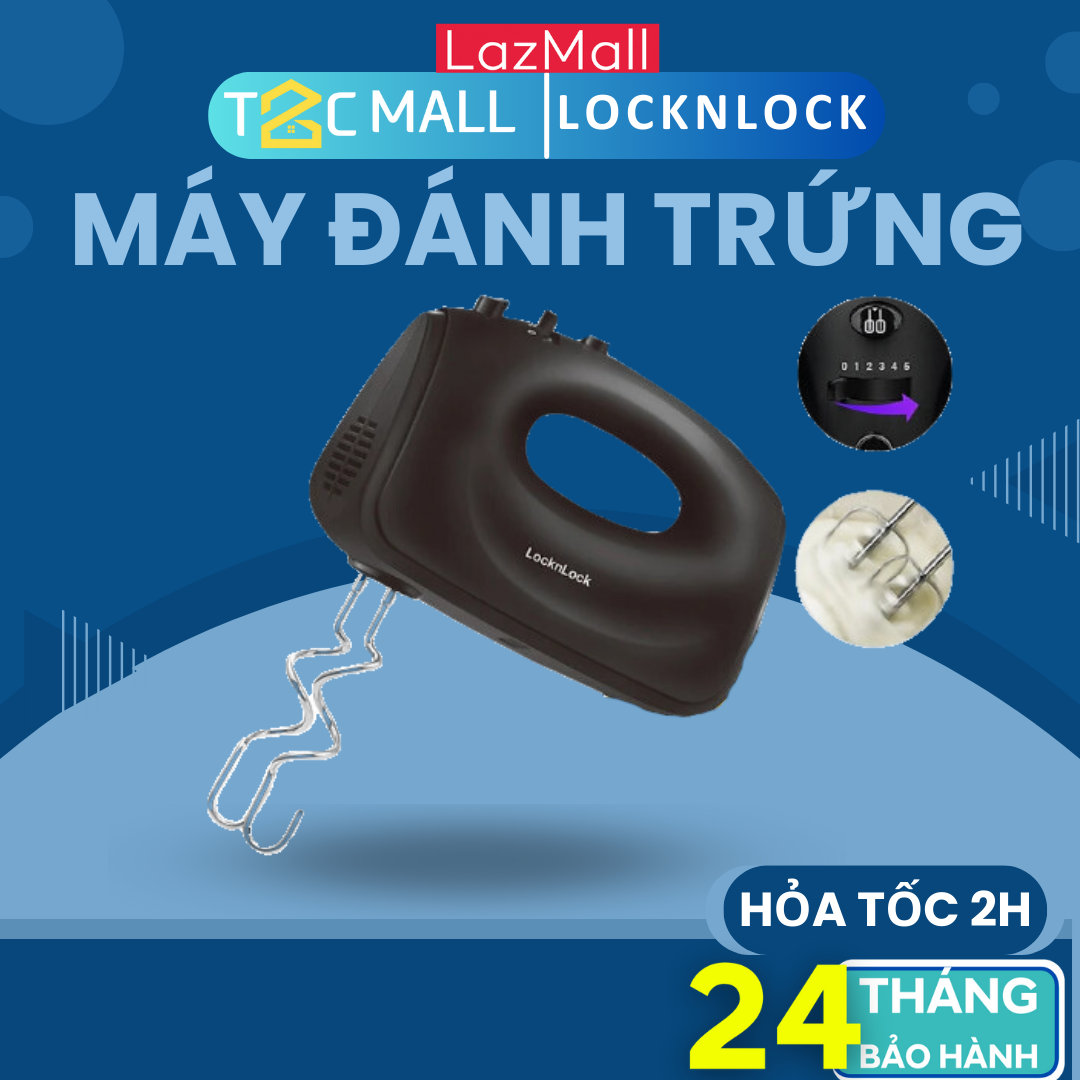 Máy đánh trứng LocknLock Hand Mixer - hai bộ que đánh EJM501DGRY- T2CMALL