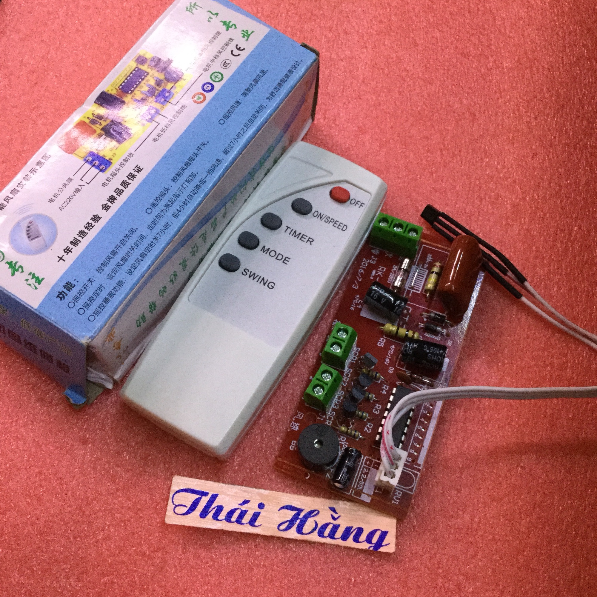 Com bo 2 bo mạch quạt điều khiển từ xa có pin
