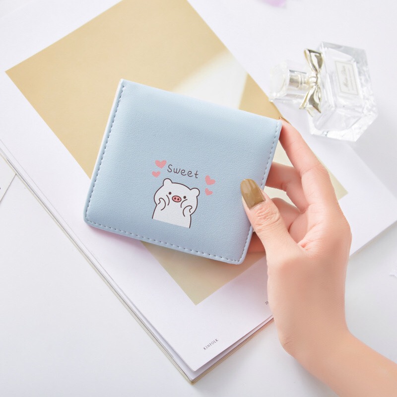 Ví Nữ Cầm Tay Mini Chú Heo Ngọt Ngào Dễ Thương Nhiều Ngăn Chất Da Mềm Cao Cấp
