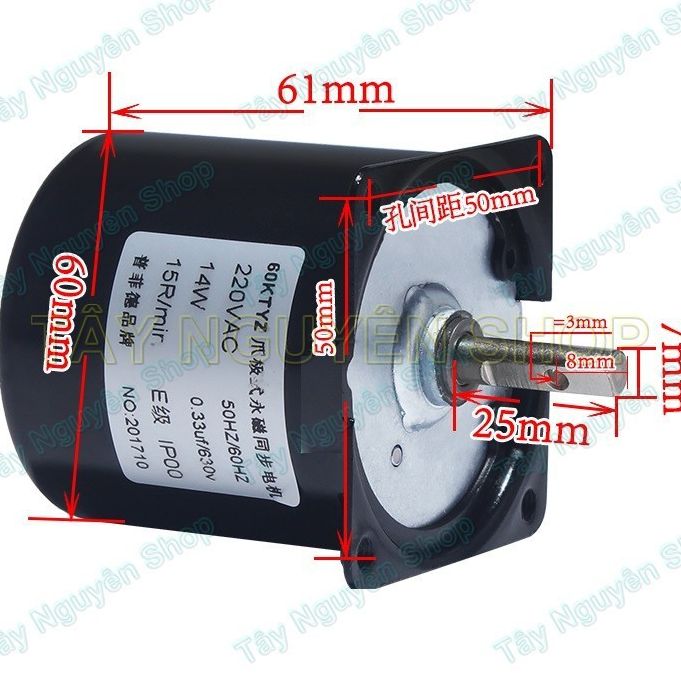 Động cơ giảm tốc 220v 14w 50rpm vòng trên phút - động cơ giảm tốc 220v