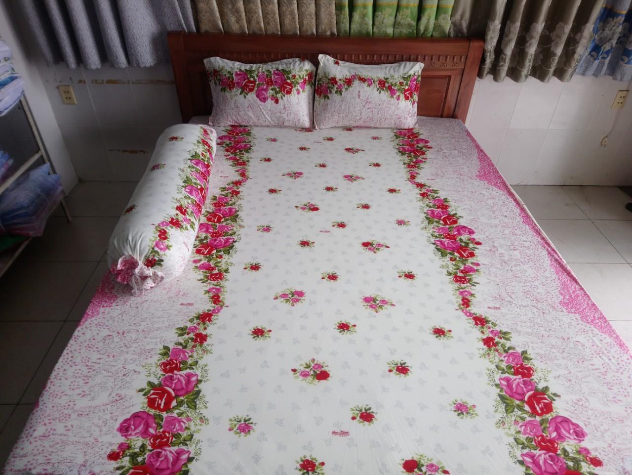 Bộ dra thun lạnh hàn quốc 1m6 x 2m ( gồm 1 ga + 3 áo gối)