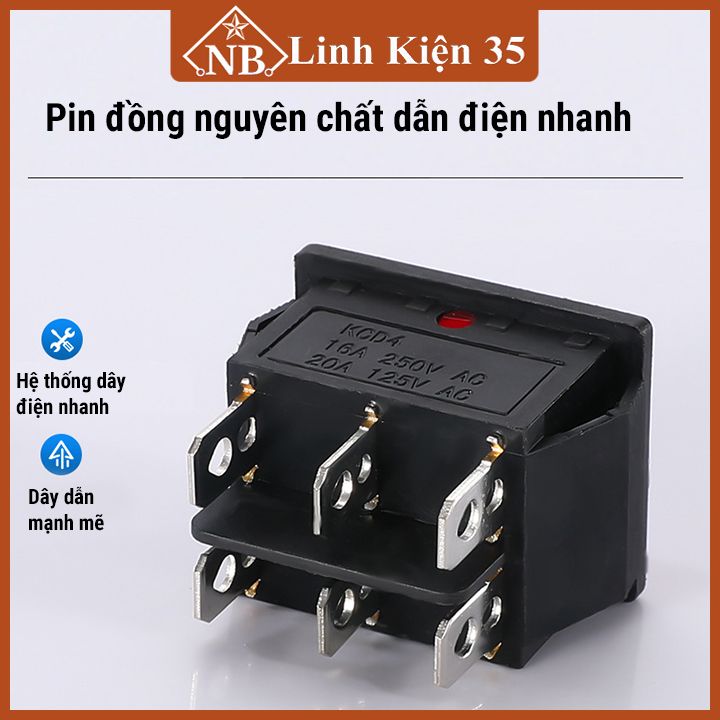Công tắc bập bênh KCD4 6 chân(6P) 3 chế độ có đèn