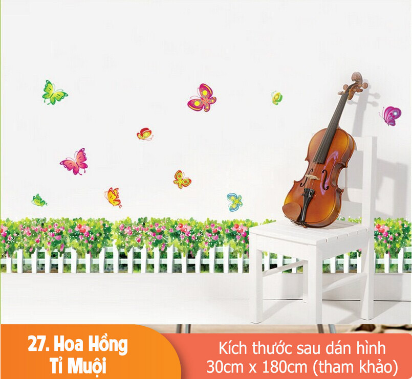 [HCM]Decal trang trí chân tường Hoa Tỉ Muội-K27