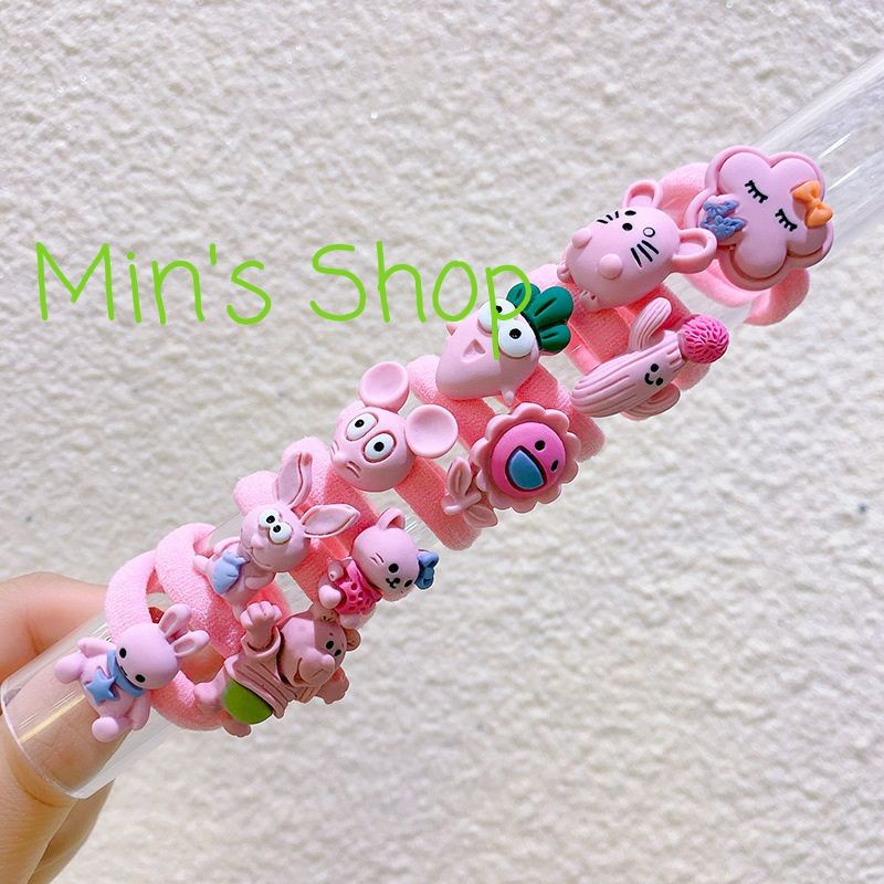 Set 10 thun cột tóc hình xinh xắn cho bé (giao mẫu ngẫu nhiên)