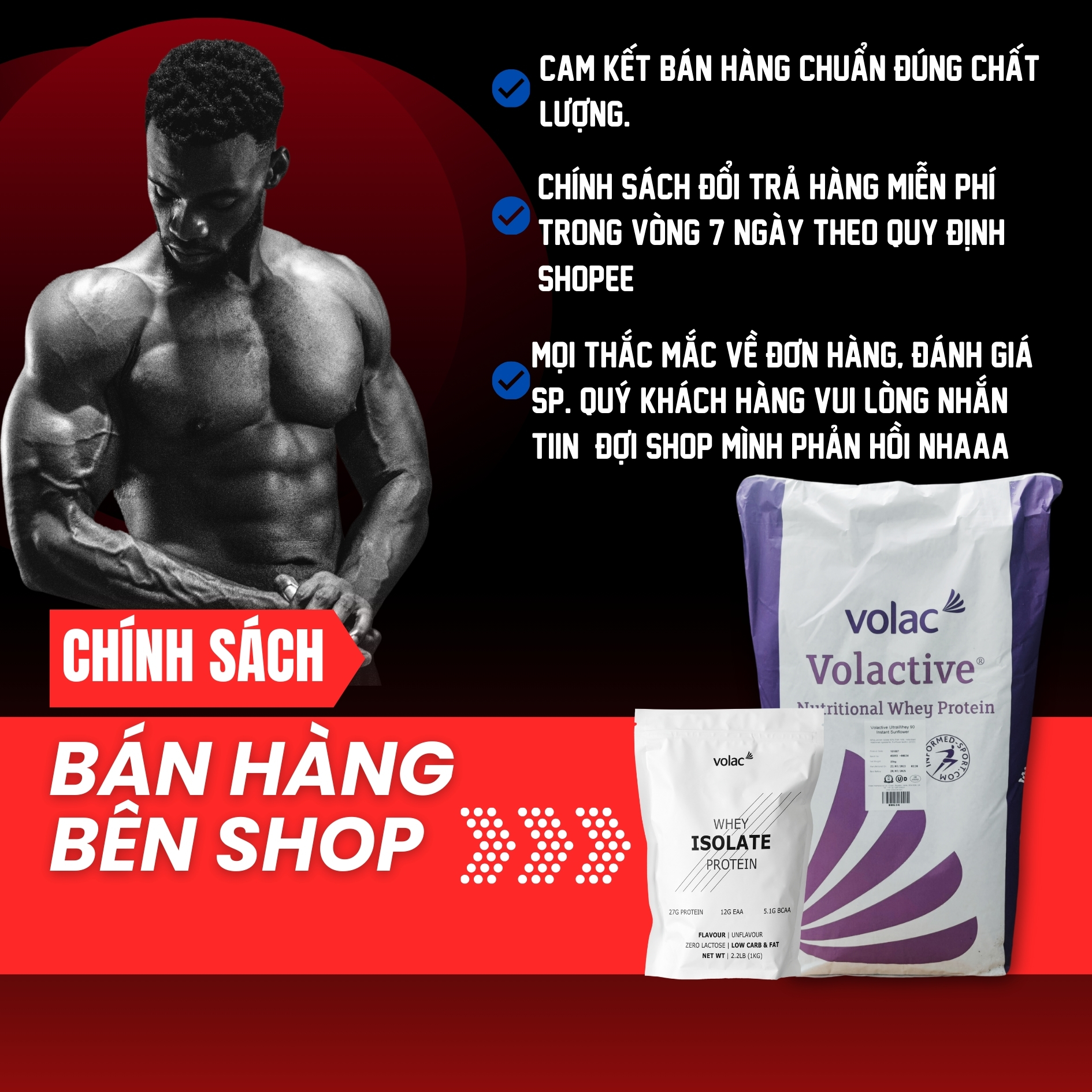 Whey Protein Isolate VOLAC 90% Protein - Sữa tăng cơ giảm mỡ 1KG