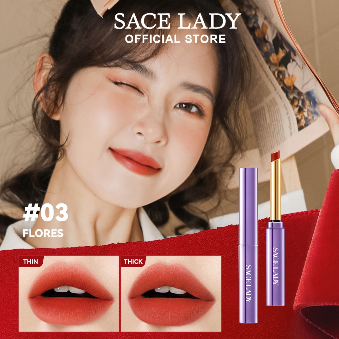 [Hoản Tiền 20%] Son Môi SACE LADY Son Thỏi Lì Nhung Mịn Son