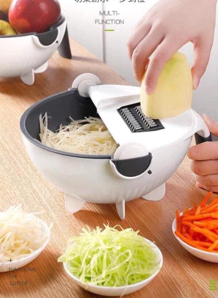 Dụng Cụ Bào Sợi, Thái Lát, Cắt Rau Củ Quả  Kèm Rổ Đa Năng 9in1