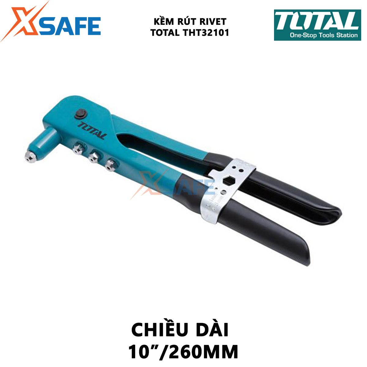 Kềm rút rivet TOTAL THT32101 kìm rút rivet Chiều dài 260mm(10" ) chịu nhiệt, chịu lực mạ lớp chống rỉ sét, chống rỉ khóa các vật liệu, bấm đinh ghim