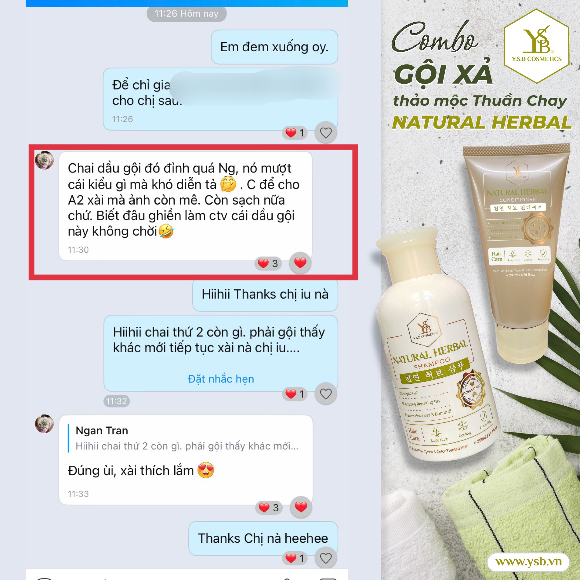 [HCM][YSB Cosmetics] Dầu gội đầu Thảo Mộc NATURAL HERBAL SHAMPOO
