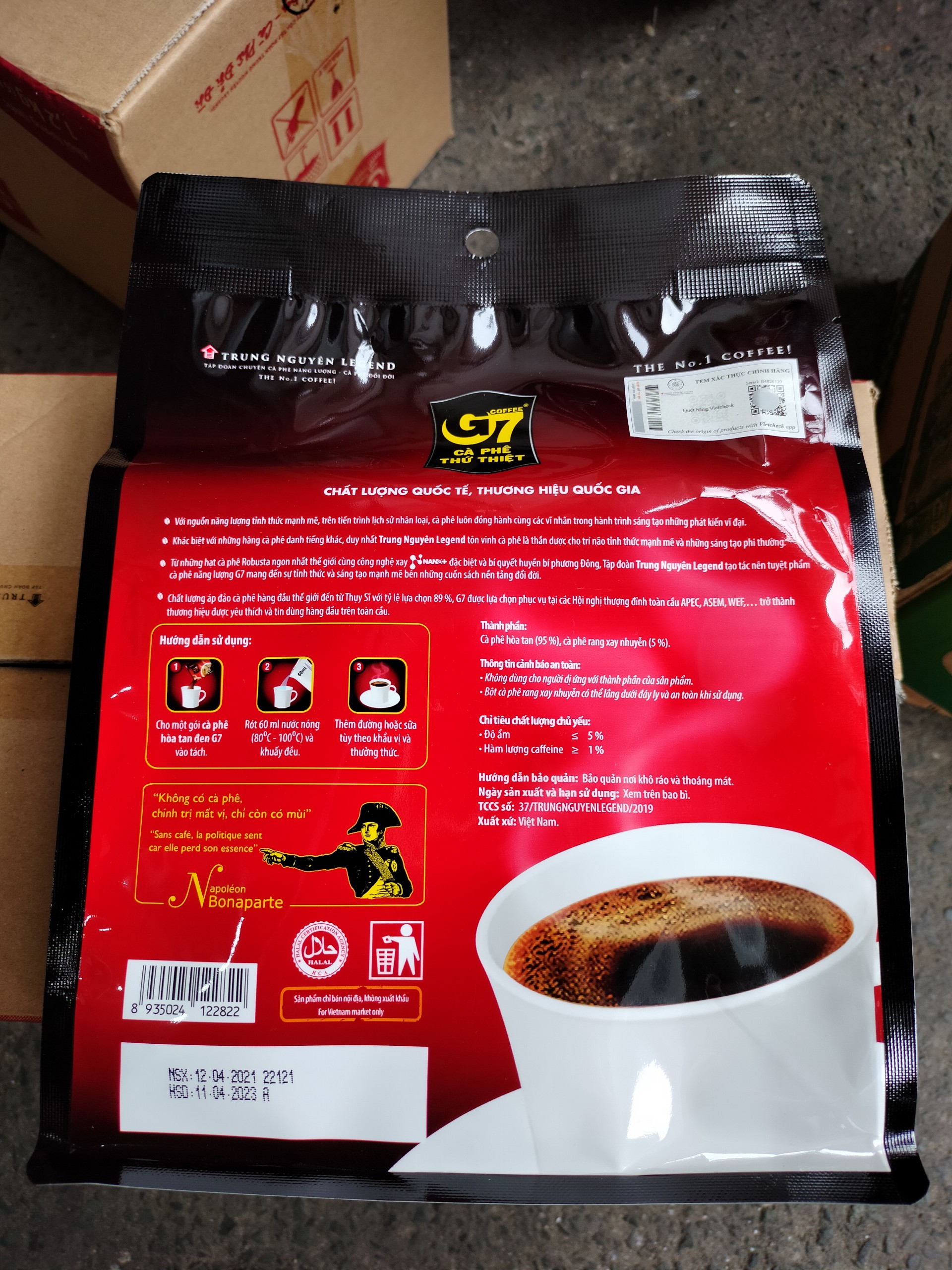 Cà phê G7 hòa tan đen - Bịch 100 sachets