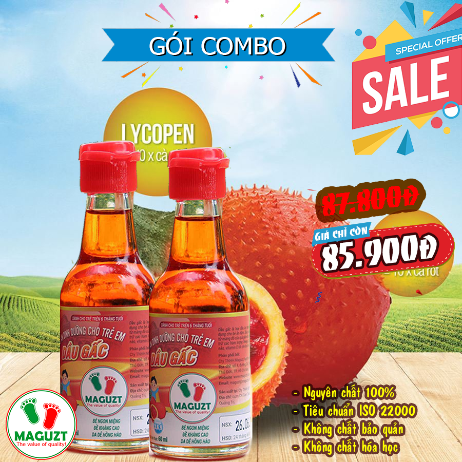 Combo 2 Dầu Gấc Cho Bé Ăn Dặm Maguzt