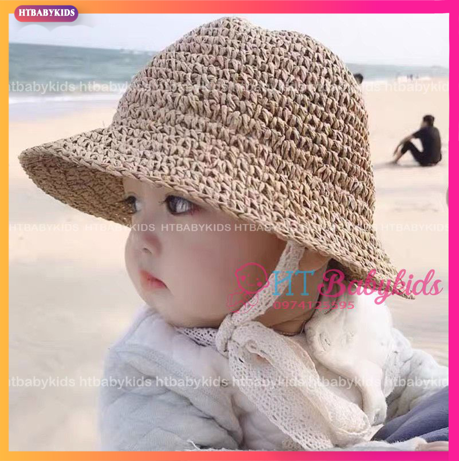 [ MẪU MỚI ]  Mũ Ajuma Cho Bé Mũ Cói Cột Nơ Hàn Quốc