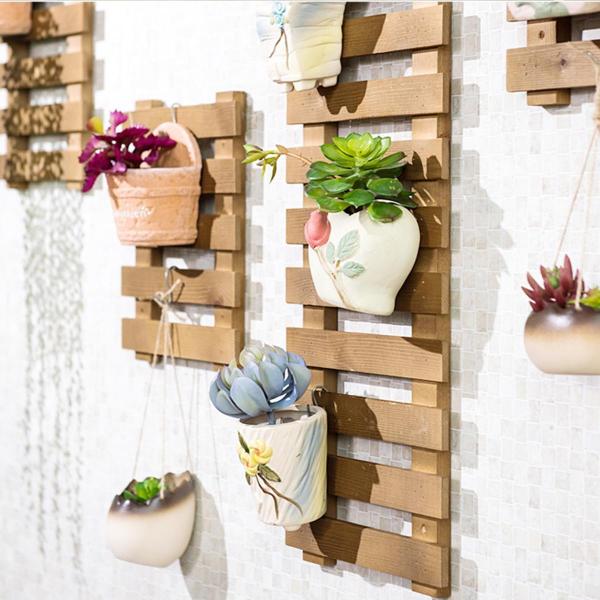 khung gỗ treo chậu hoa, hoa dây leo, trang trí tường-combo4tấm