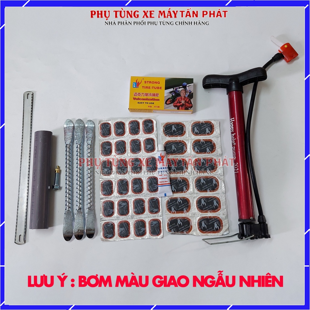 Bộ Vá Ruột - Săm Xe Máy Xe Đạp 6 Món Lưỡi Cưa (Bơm Mini 30cm Màu giao ngẫu nhiên)