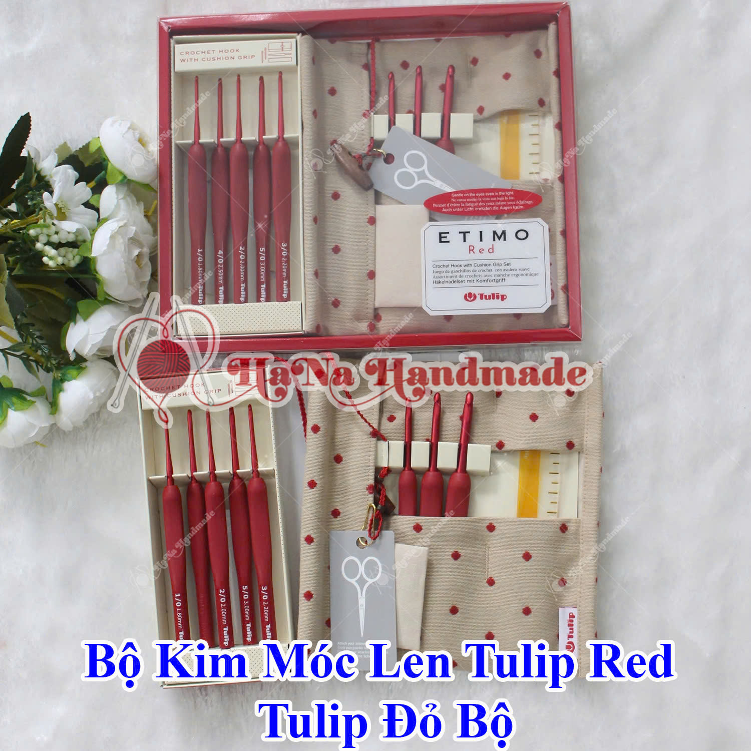 Bộ kim móc tulip đỏ hàng limit
