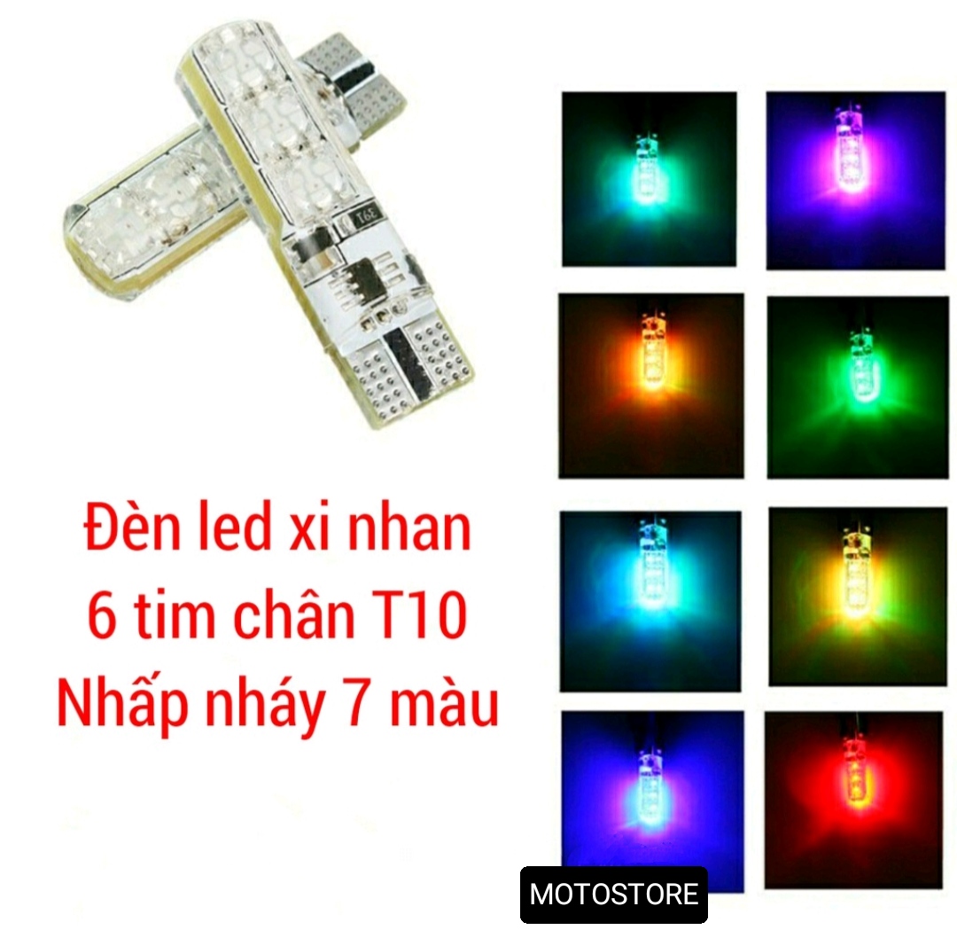 Đèn led xi nhan 6 tim nhấp nháy 7 màu