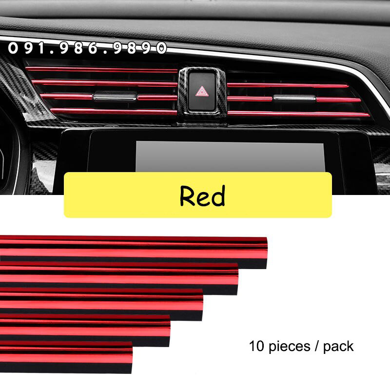 Bộ 10 Chỉ Nẹp Dây Viền Trang Trí khe cửa gió ống máy lạnh Điều Hòa Xe Hơi ô tô thời trang xe hơi cá tính