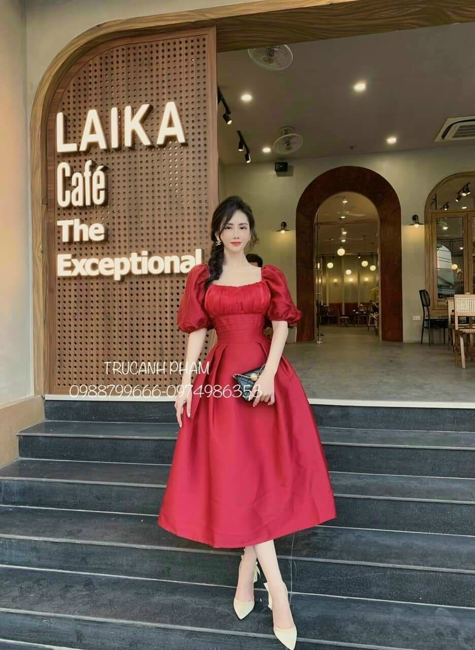 Đầm xòe tay phồng cao cấp thời trang