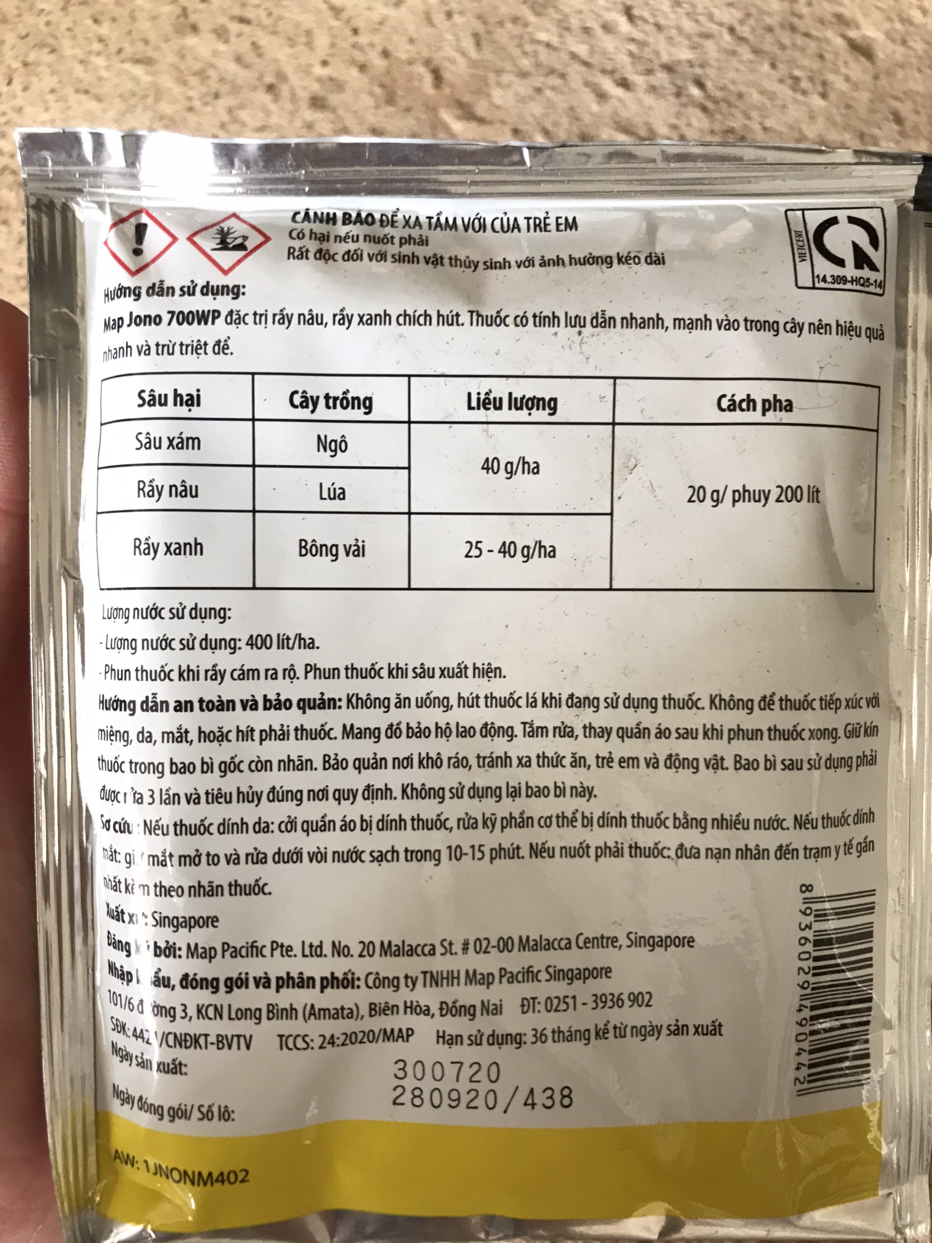 TRỪ SÂU MAP JONO 700WP 40G