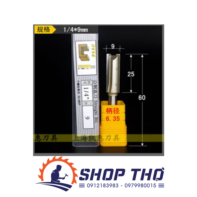 Mũi phay đánh rãnh ARDEN 0114 cốt 6.35 từ 3-15mm