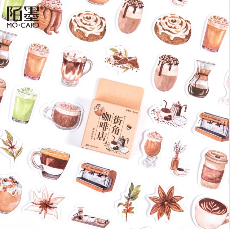 Bộ 45 sticker ly cafe e115