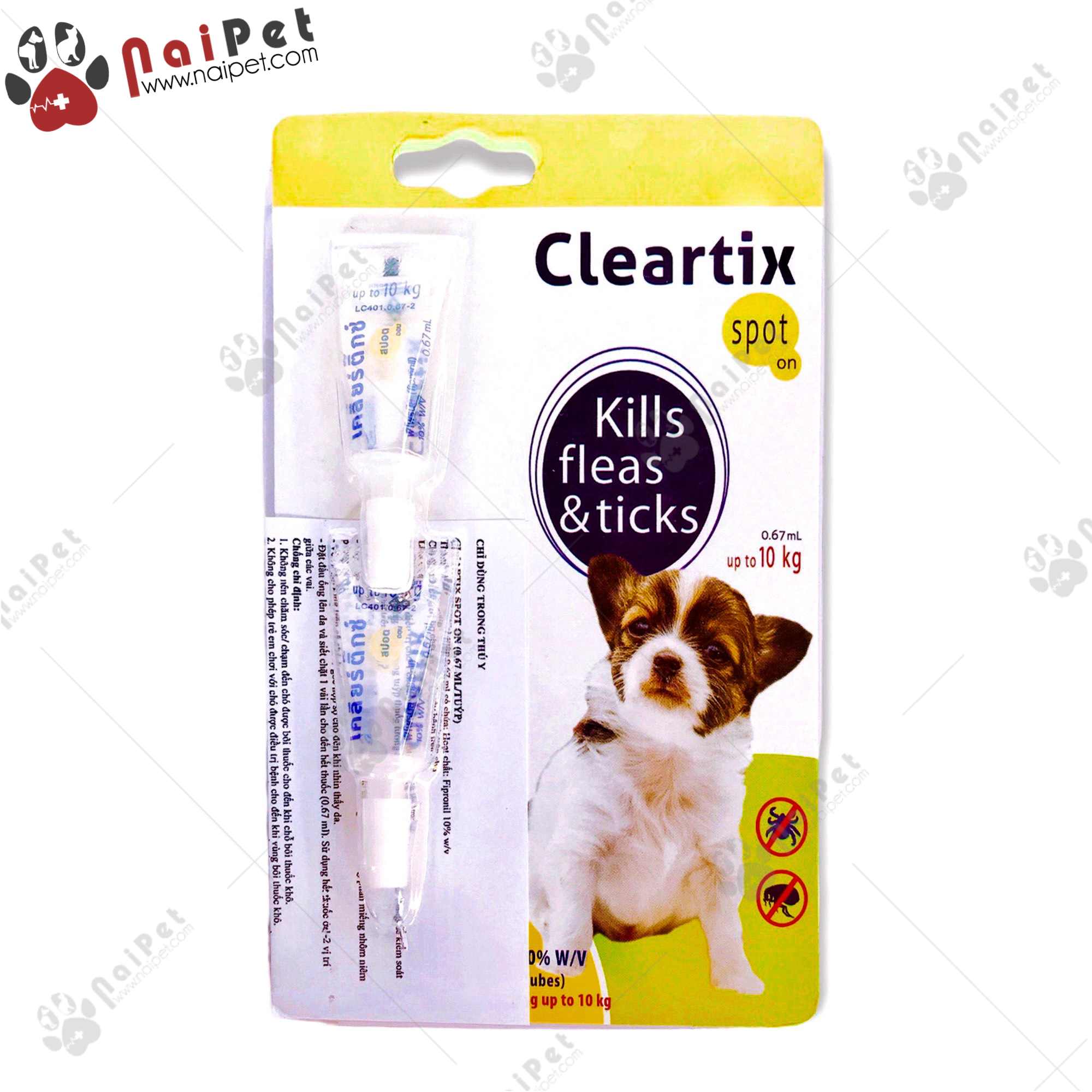 Tuýp nhỏ gáy loại bỏ ve rận bọ chét nội ngoại ký sinh trùng cho chó mèo cleartix