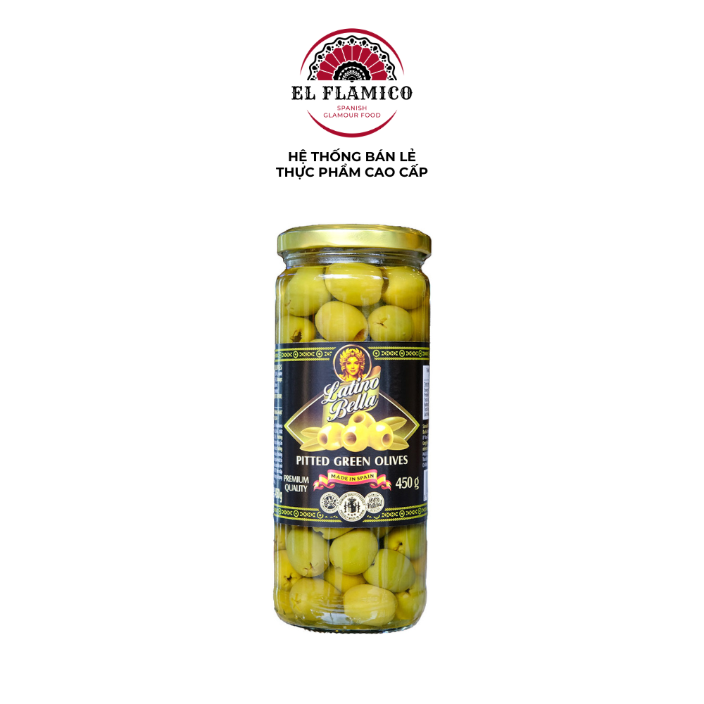 Oliu xanh Latino Bella không hạt 450g