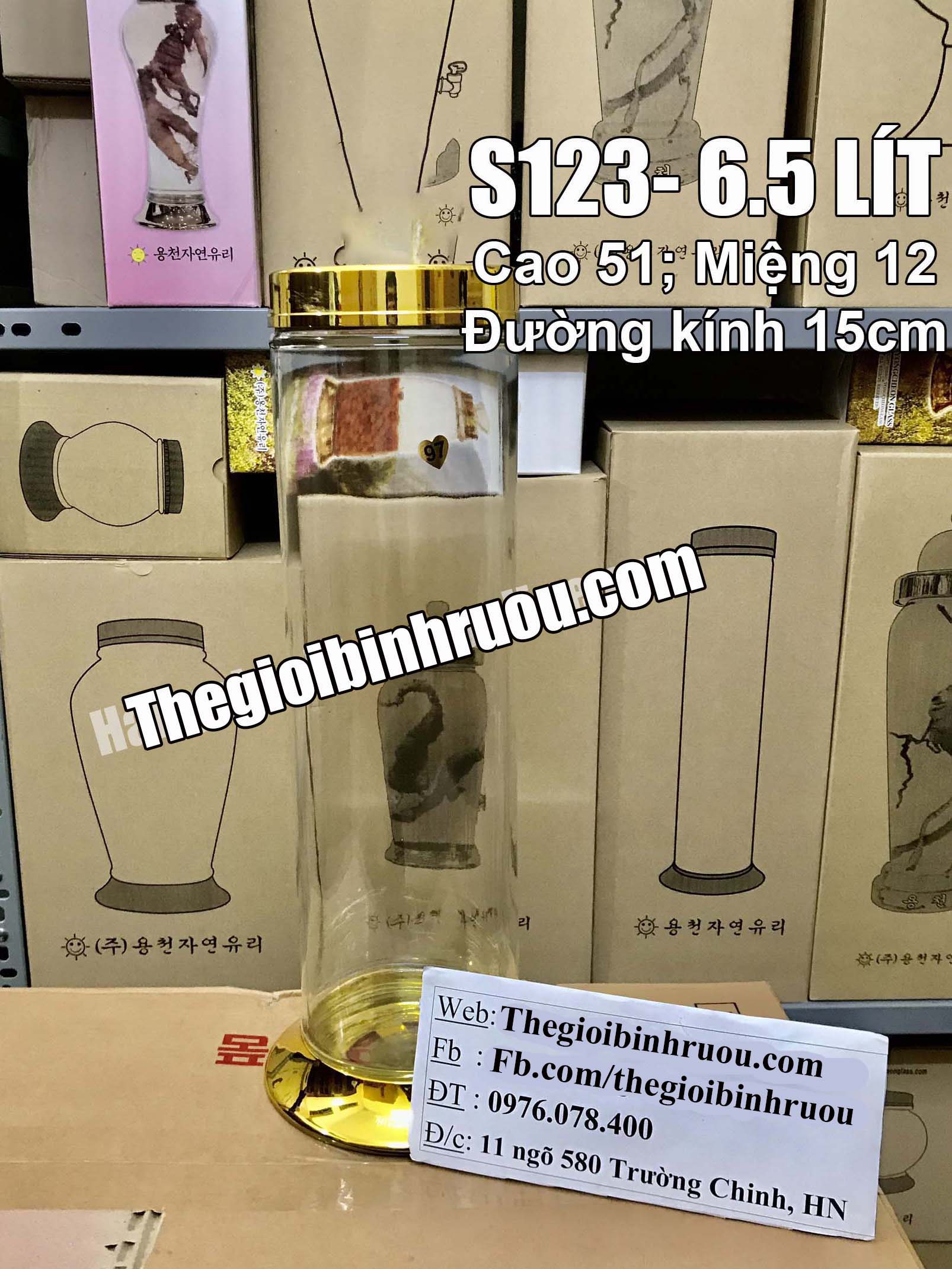 Bình Ngâm Rượu Hàn Quốc 6.5 Lít (Bình Trụ)
