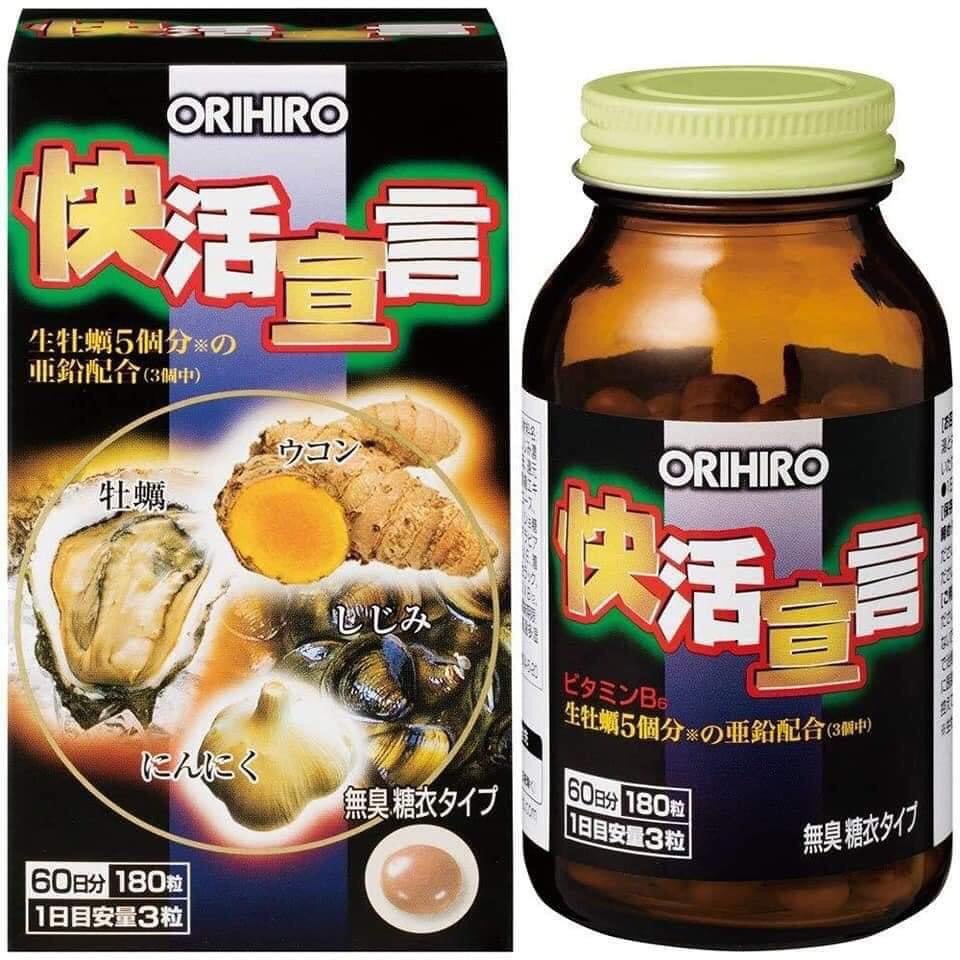 Hộp đựng Viên uống tinh chất hàu tươi tỏi nghệ Orihiro 180 viên
