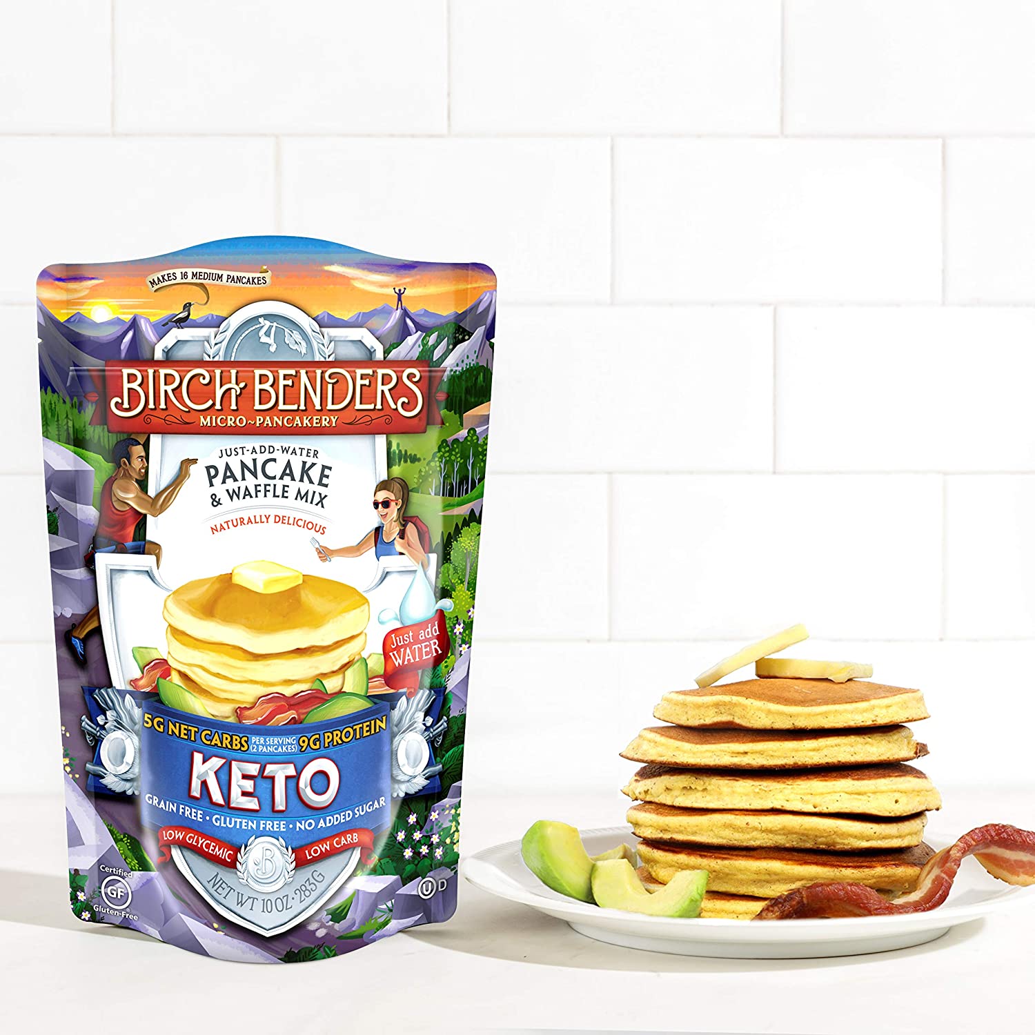 HCM]BỘT BÁNH PANCAKE Birch Benders Keto Pancake & Waffle Mix Low-Carb High  Protein Grain-free Gluten-free Low Glycemic 283g (10oz) 