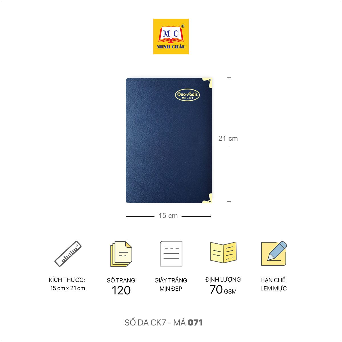 Sổ Da Minh Châu CK7 Nẹp góc đồng, cứng cáp, chắc chắn