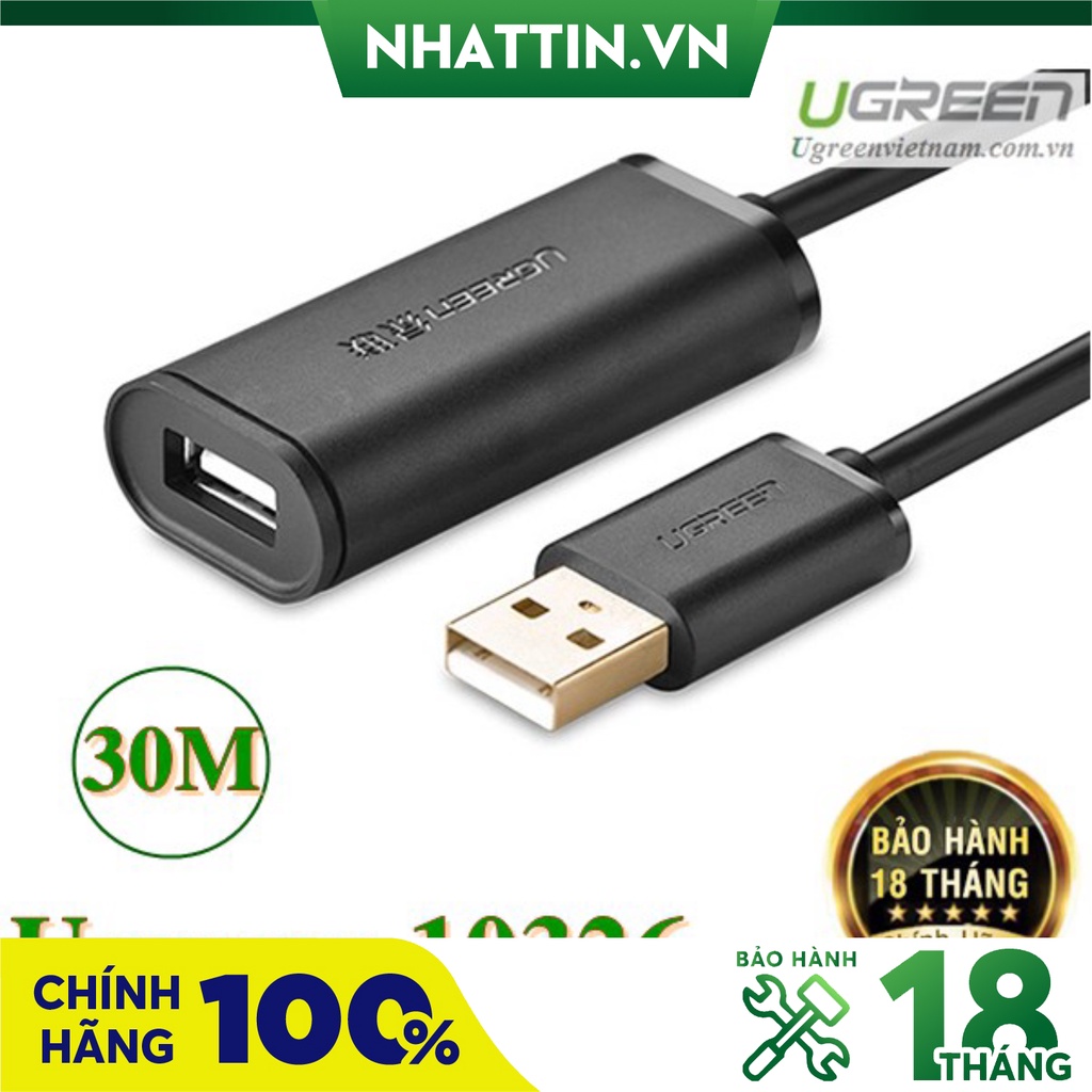 Cáp USB nối dài 30m có chíp khuếch đại chính hãng Ugreen 10326 - Phân Phối Chính Hãng