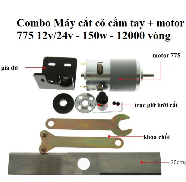 Máy cắt cỏ motor 775 - 150w - 12v/24v
