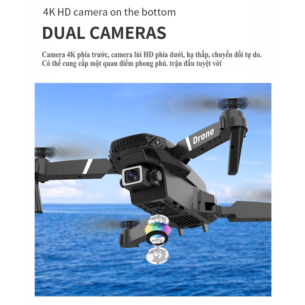 [Giao hàng 24 giờ⚡️]Flaycam, Máy Bay Điều Khiển Từ Xa E88 Pro Drone 4K HD Camera Kép Có Định Vị 1080P WiFi Tặng Kèm Pin Dự Phòng