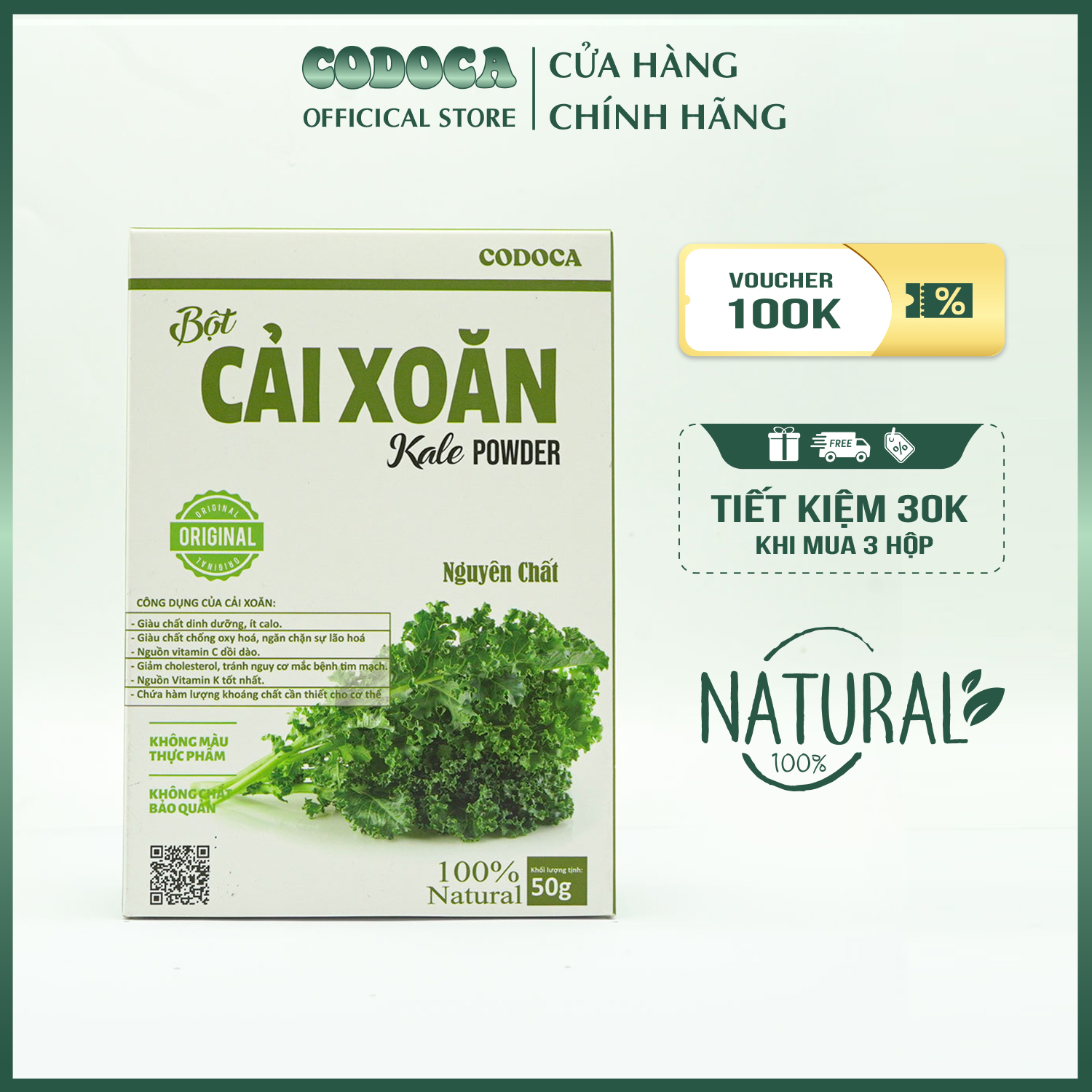 Bột Cải xoăn Codoca Nguyên chất sấy lạnh (50g)