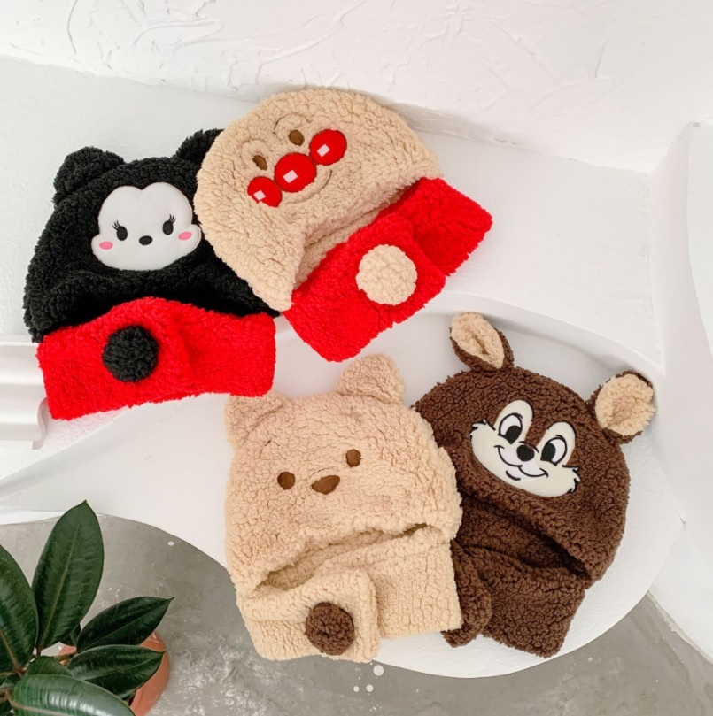 Mũ len lông cừu liền khăn dễ thương cho bé (2-8y)