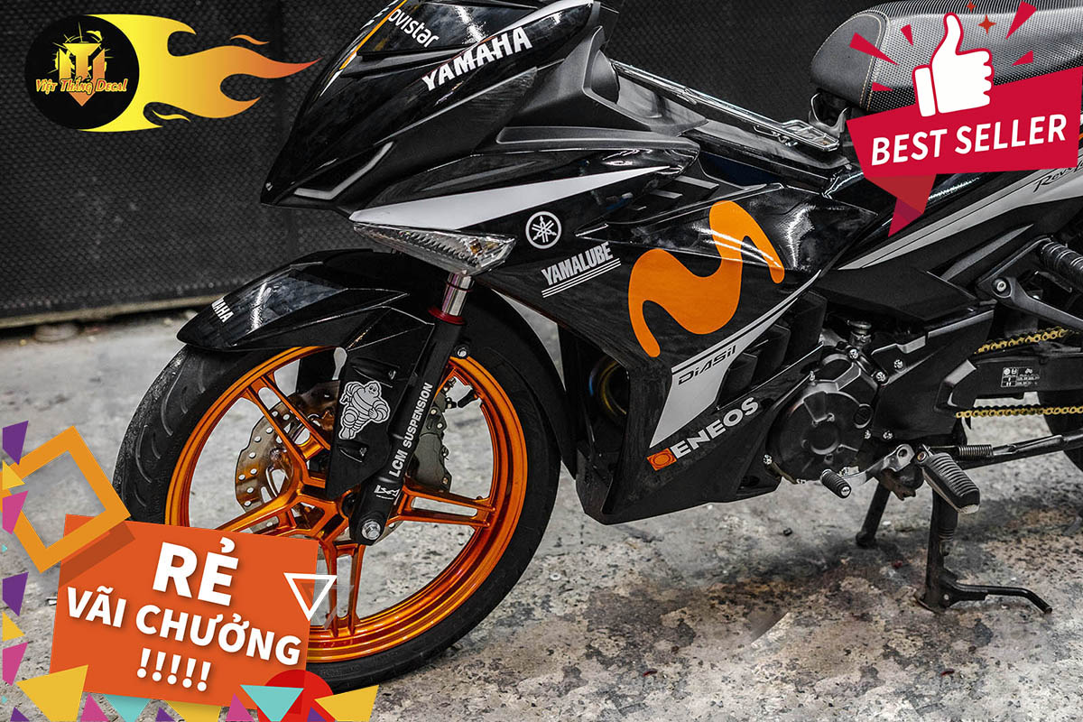 Tem Trùm Exciter 150 Movistar Đẹp Độ Chế Decal (Cam Đen Bạc)