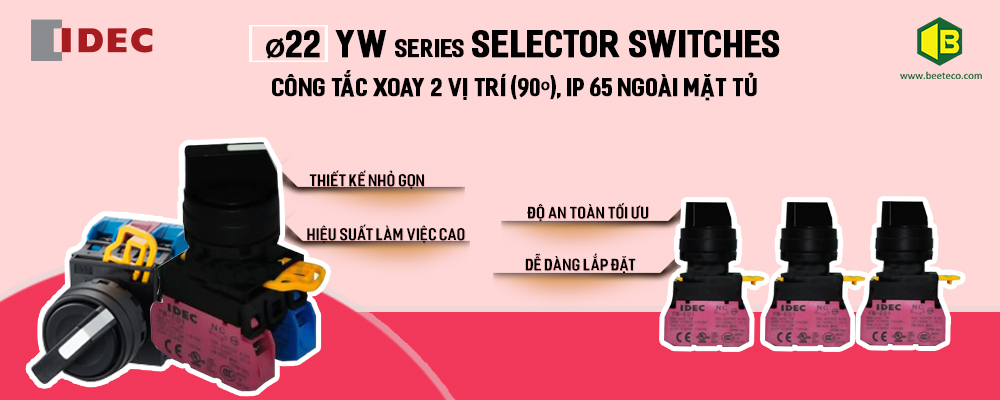 YW1S-2E : Công tắc xoay Idec phi 22, 2 vị trí
