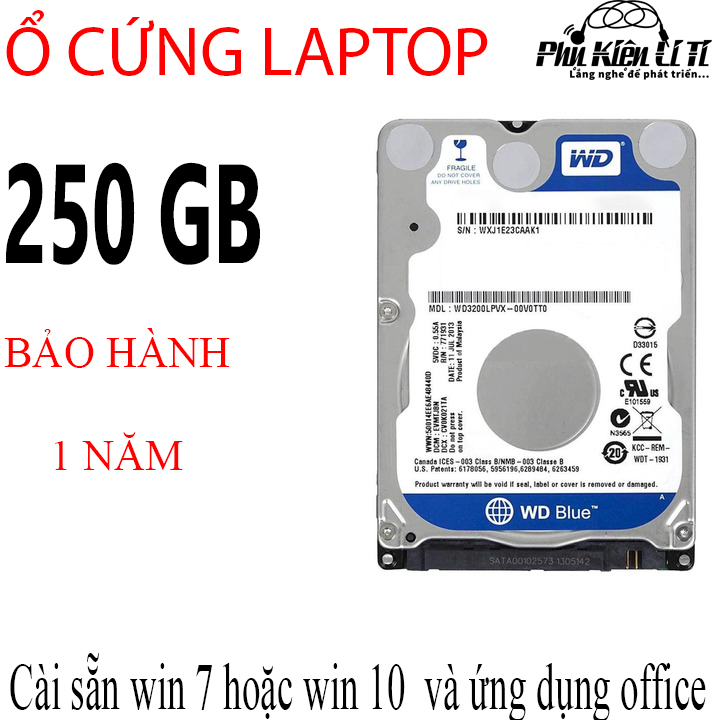 [HCM]Ổ cứng hdd laptop 2.5 inch WD western 250GB bảo hành 1 năm