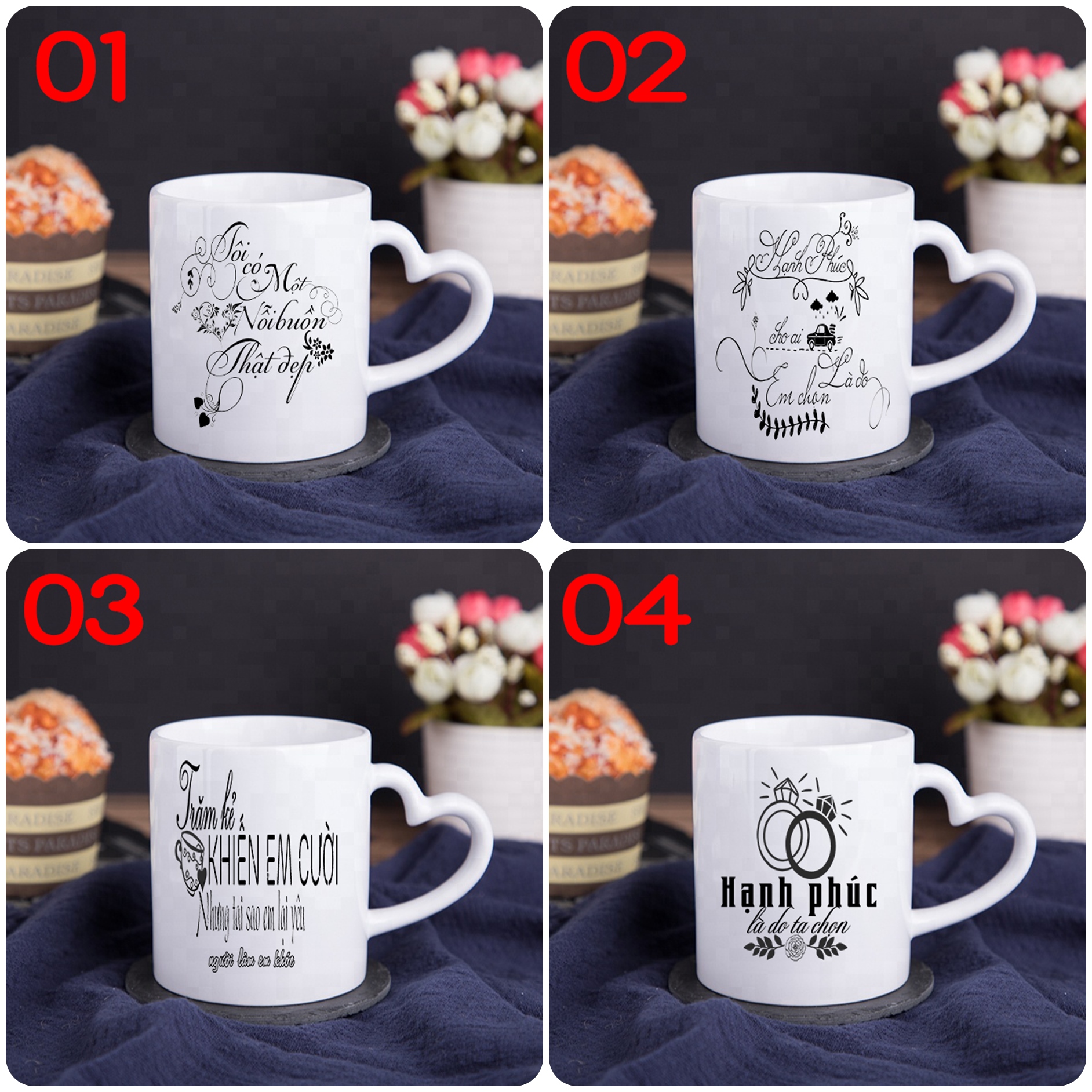 (20 Mẫu) Ly Sứ In Typography 350ml