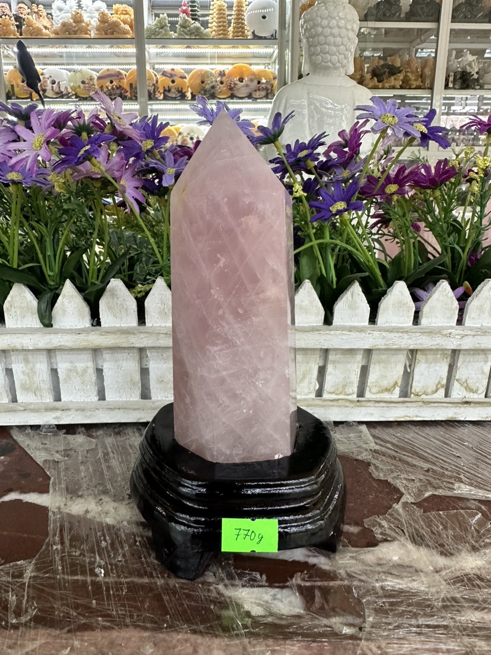 Trụ đá phong thủy trấn trạch đá thạch anh hồng