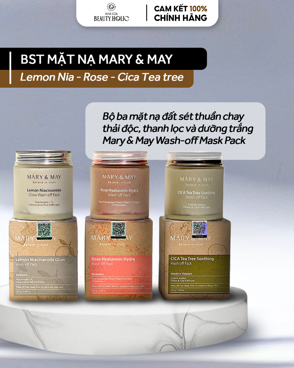 [Nhacuabeautyholic] Mặt nạ đất sét MARY & MAY WASH OFF MASK PACK